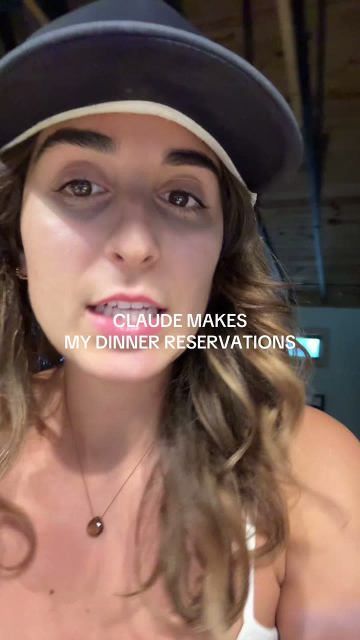 Makenna talking to camera about Claude making her dinner reservations
