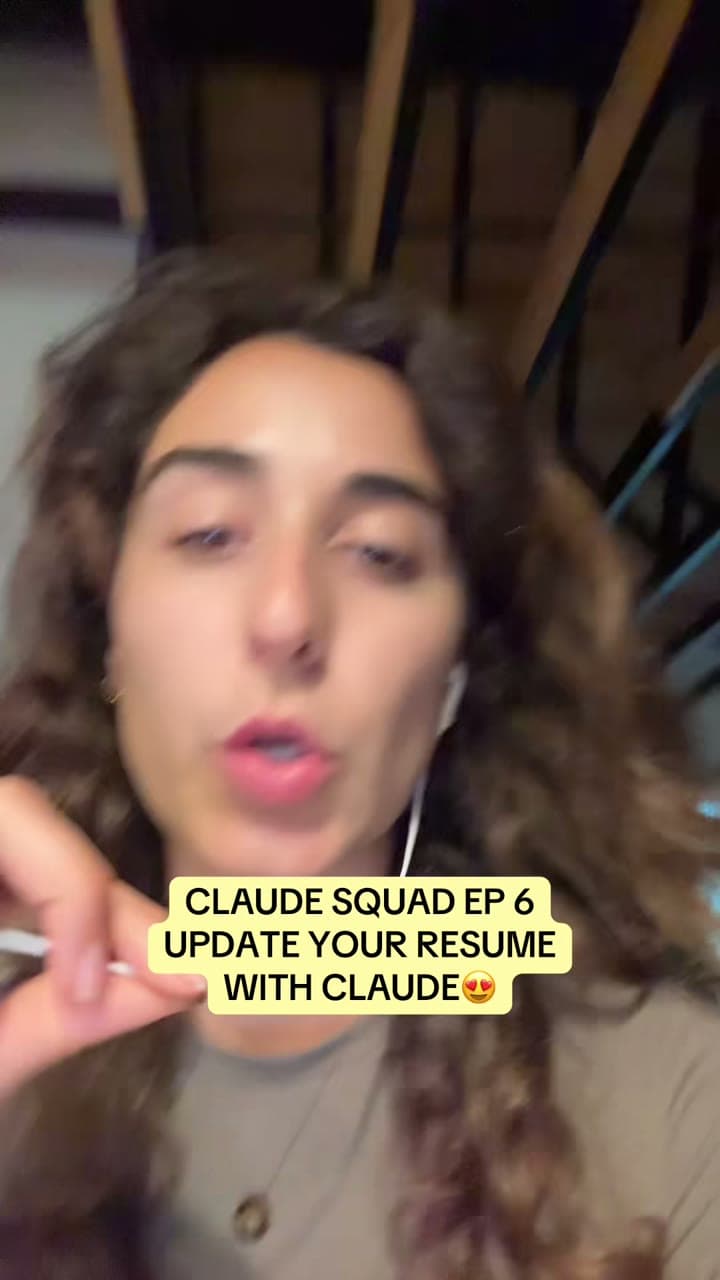 Makenna talking to camera about updating her resume with Claude