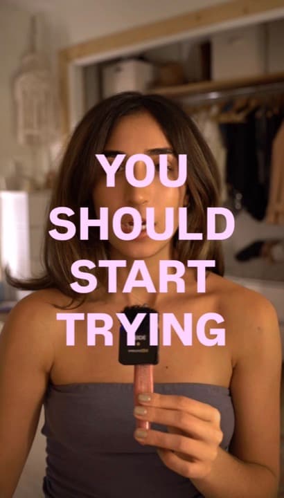 Makenna talking to camera, text overlay reading 'you should start trying...'